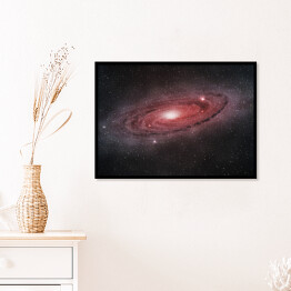 Plakat w ramie Fioletowo-czerwone galaktyki spiralne w przestrzeni kosmicznej
