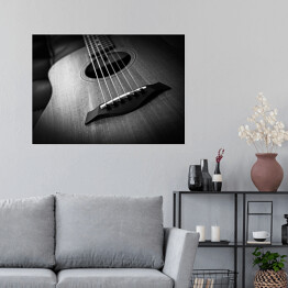 Plakat samoprzylepny Gitara akustyczna w odcieniach szarości