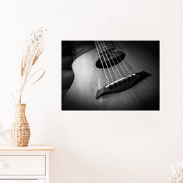 Plakat Gitara akustyczna w odcieniach szarości