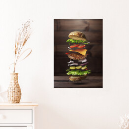 Plakat samoprzylepny Przygotowanie burgera
