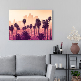 Obraz na płótnie Palmy w Los Angeles z drapaczami chmur w tle