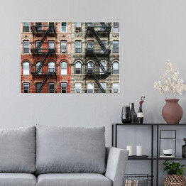 Plakat Stare budynki z cegły na Manhattanie