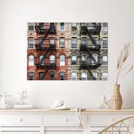 Plakat samoprzylepny Stare budynki z cegły na Manhattanie