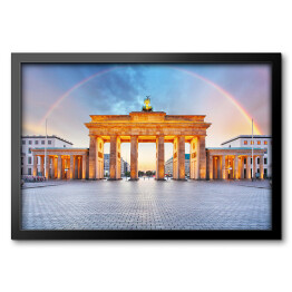 Obraz w ramie Berlin - Brama Brandenburska z tęczą