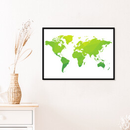 Plakat w ramie Zielona mapa świata