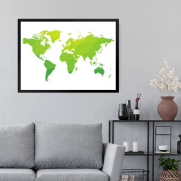 Obraz w ramie Zielona mapa świata