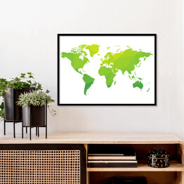 Plakat w ramie Zielona mapa świata