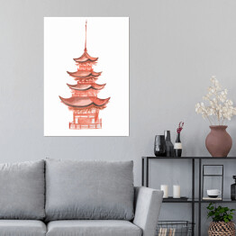 Plakat samoprzylepny Azjatycka wieża na białym tle