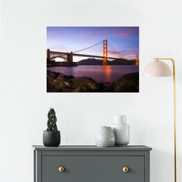 Plakat Golden Gate Bridge w San Francisco po zmierzchu