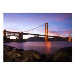Plakat samoprzylepny Golden Gate Bridge w San Francisco po zmierzchu