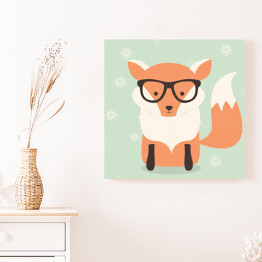 Pomarańczowy lis hipster w okularach - ilustracja