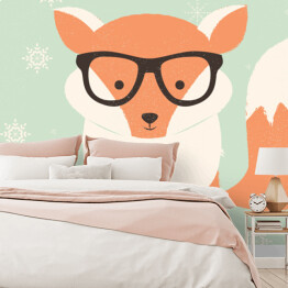 Pomarańczowy lis hipster w okularach - ilustracja