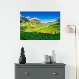 Plakat samoprzylepny Panorama w Glen Coe podczas wschodu słońca, Szkocja