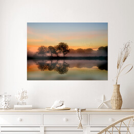 Plakat samoprzylepny Angielski krajobraz podczas wschodu słońca