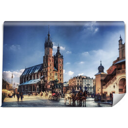 Fototapeta winylowa zmywalna Rynek i kościół Mariacki w Krakowie 