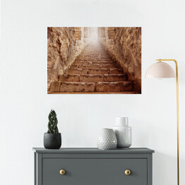 Plakat Kamienne schody w kolorze rdzy