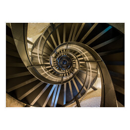 Plakat samoprzylepny Spiralne schody w wieży - architektura wnętrz budynku
