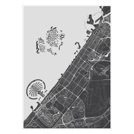 Plakat samoprzylepny Szczegółowa mapa miasta Dubaj