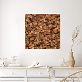 Plakat samoprzylepny Kwadraty we wzór imitujący drewno - 3D