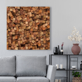 Obraz na płótnie Kwadraty we wzór imitujący drewno - 3D