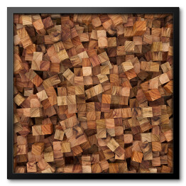 Obraz w ramie Kwadraty we wzór imitujący drewno - 3D