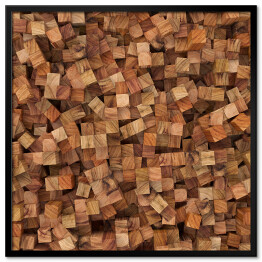 Plakat w ramie Kwadraty we wzór imitujący drewno - 3D