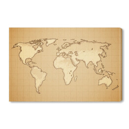 Mapa swiata w stylu vintage na kartce w kratkę