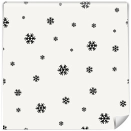 Tapeta samoprzylepna w rolce Czarne płatki śniegu - śnieżynki na jasnym tle