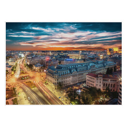 Plakat samoprzylepny Widok z lotu ptaka, Bukareszt, Rumunia