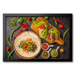 Obraz w ramie Zestaw meksykańskich tacos 