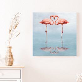Obraz na płótnie Dwa zakochane flamingi