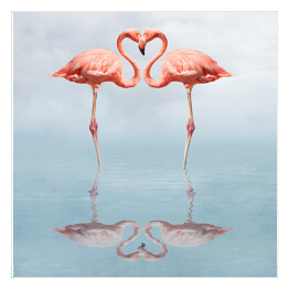 Plakat samoprzylepny Dwa zakochane flamingi
