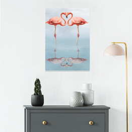 Plakat Dwa zakochane flamingi