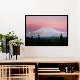 Plakat w ramie Góra Bachelor na tle różowego, pastelowego nieba, USA