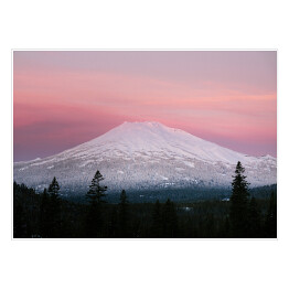 Plakat samoprzylepny Góra Bachelor na tle różowego, pastelowego nieba, USA