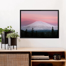 Obraz w ramie Góra Bachelor na tle różowego, pastelowego nieba, USA