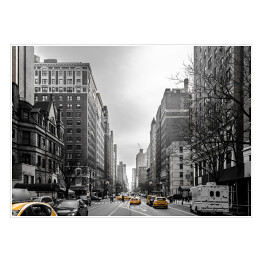 Plakat samoprzylepny Żółte taksówki w Upper West Site of Manhattan, Nowy Jork