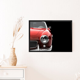 Obraz w ramie Zabytkowy czerwony samochód na czarnym tle