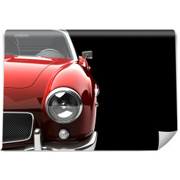 Fototapeta winylowa zmywalna Zabytkowy czerwony samochód na czarnym tle