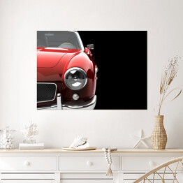 Plakat samoprzylepny Zabytkowy czerwony samochód na czarnym tle