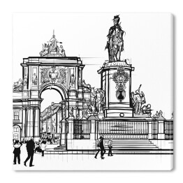 Obraz na płótnie Lizboński Plac Handlowy w Portugalii - szkic