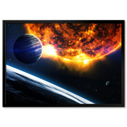 Plakat w ramie Planety zbliżające się do rozgrzanego do czerwoności Słońca