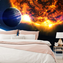 Fototapeta samoprzylepna Planety zbliżające się do rozgrzanego do czerwoności Słońca