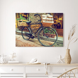 Obraz na płótnie Rower retro, w alejce w starym miasteczku, Toskania, Włochy