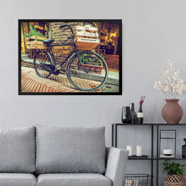 Obraz w ramie Rower retro, w alejce w starym miasteczku, Toskania, Włochy