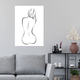 Plakat samoprzylepny Piękna naga siedząca dziewczyna - ilustracja