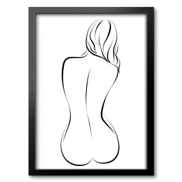 Obraz w ramie Piękna naga siedząca dziewczyna - ilustracja