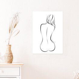 Plakat samoprzylepny Piękna naga siedząca dziewczyna - ilustracja