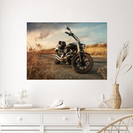 Plakat samoprzylepny Motocykl stojący na poboczu