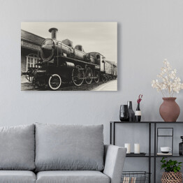 Obraz na płótnie Włoska lokomotywa parowa na stacji w Turynie, Włochy